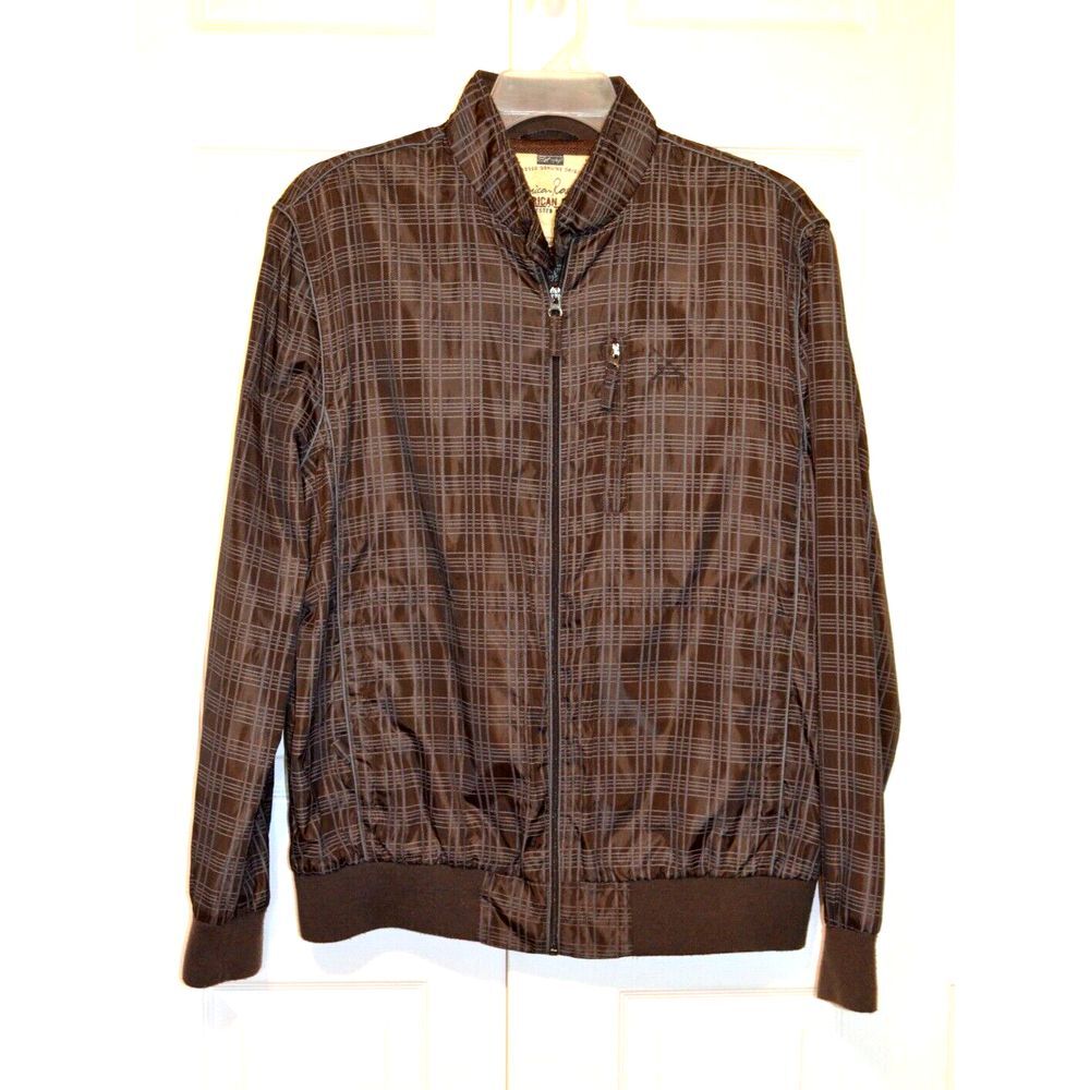 American Rag Casual‎ Fall Bomber Jacket Brown Plaid Men's Size XL
